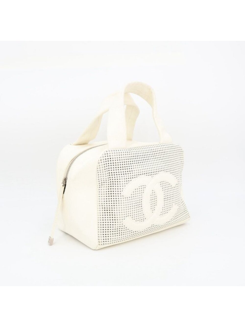 Chanel Perforated Handbag White Mini